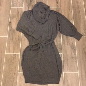 Express Grey Belted Sweater Dress